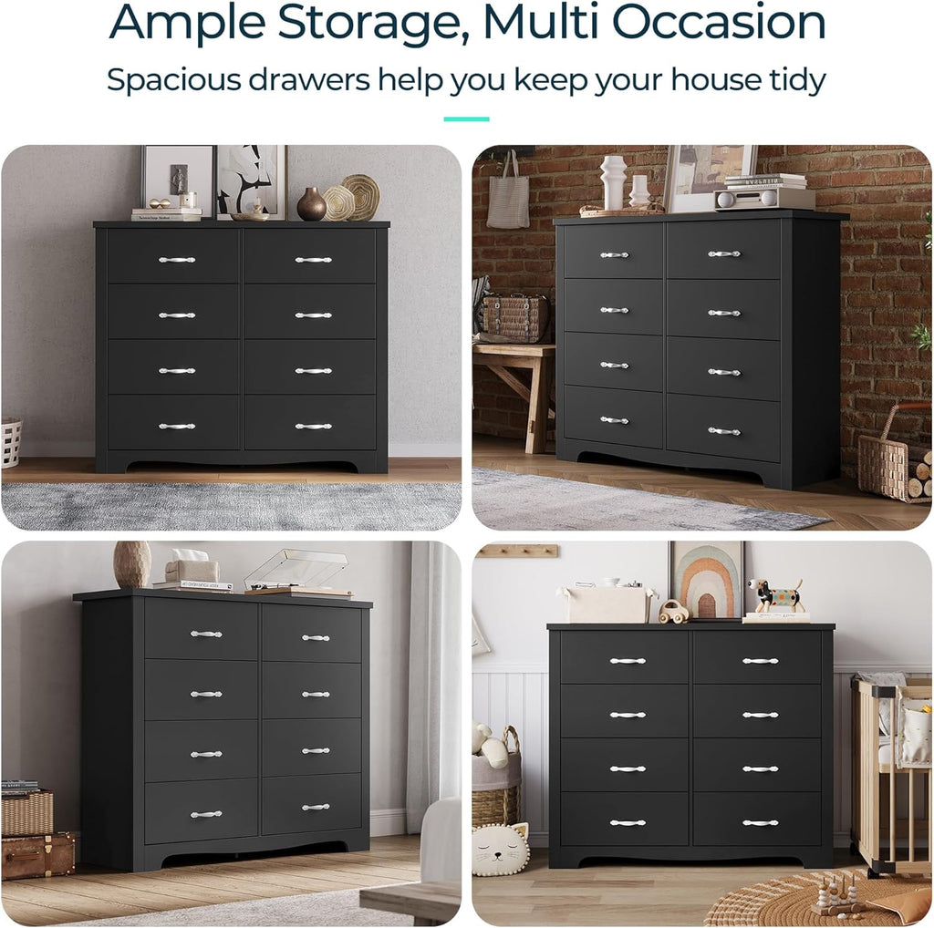 8 Drawer Dresser for Bedroom, Modern Wood Chest of Drawers A308