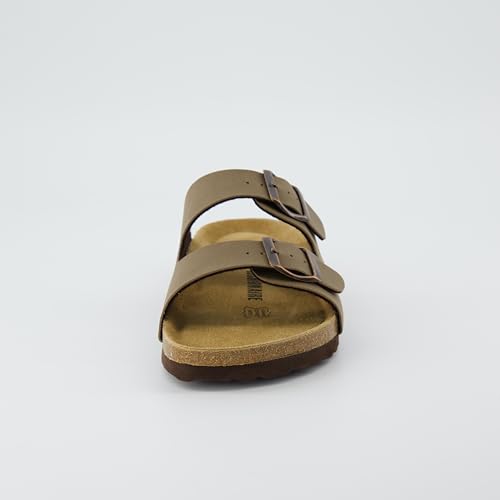 Women's Cork Footbed Sandals with Double Buckle Slip-On and Arch Support U61950