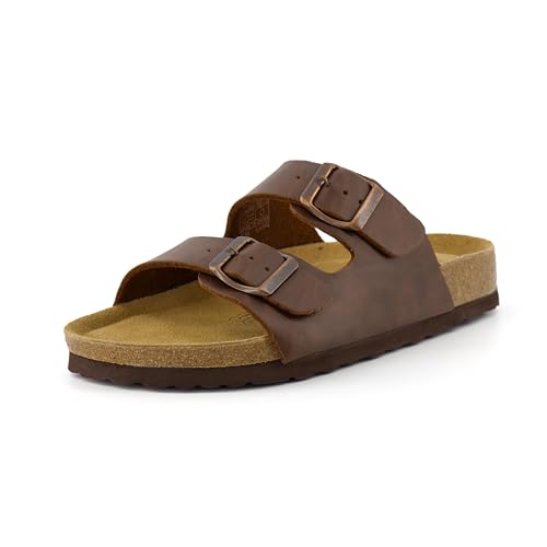 Women's Cork Footbed Sandals with Double Buckle Slip-On and Arch Support U61950