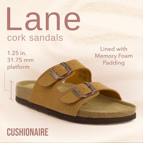 Women's Cork Footbed Sandals with Double Buckle Slip-On and Arch Support U61950
