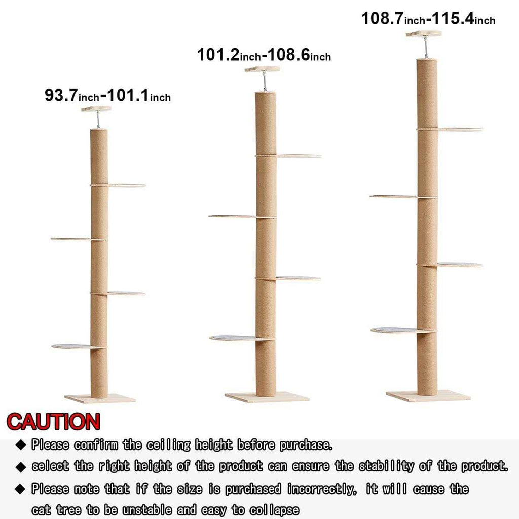 Floor-to-Ceiling Cat Tree with Natural Sisal Scratching Post Y65908