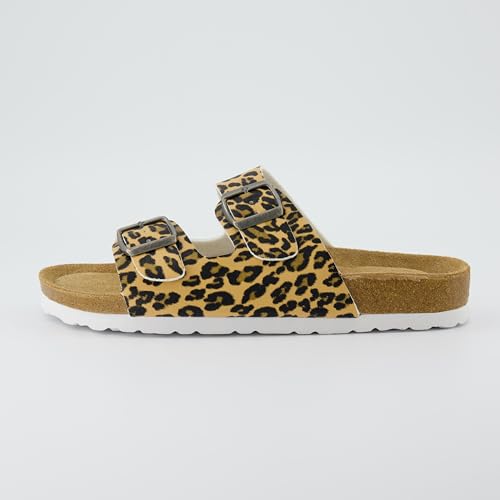 Women's Cork Footbed Sandals with Double Buckle Slip-On and Arch Support U61950