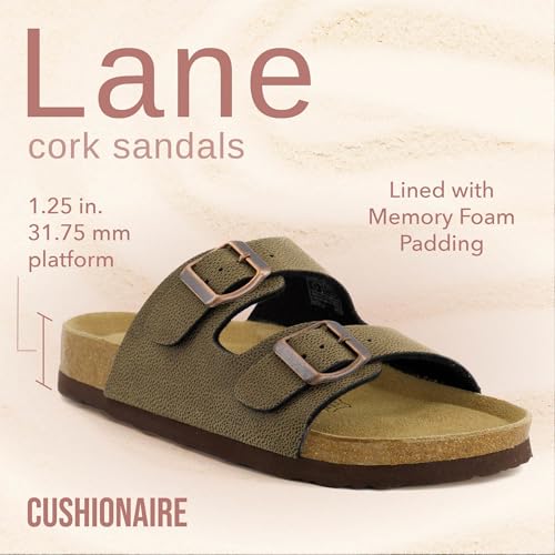 Women's Cork Footbed Sandals with Double Buckle Slip-On and Arch Support U61950