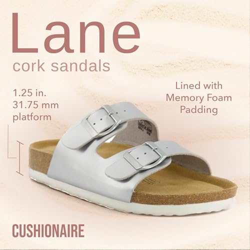 Women's Cork Footbed Sandals with Double Buckle Slip-On and Arch Support U61950