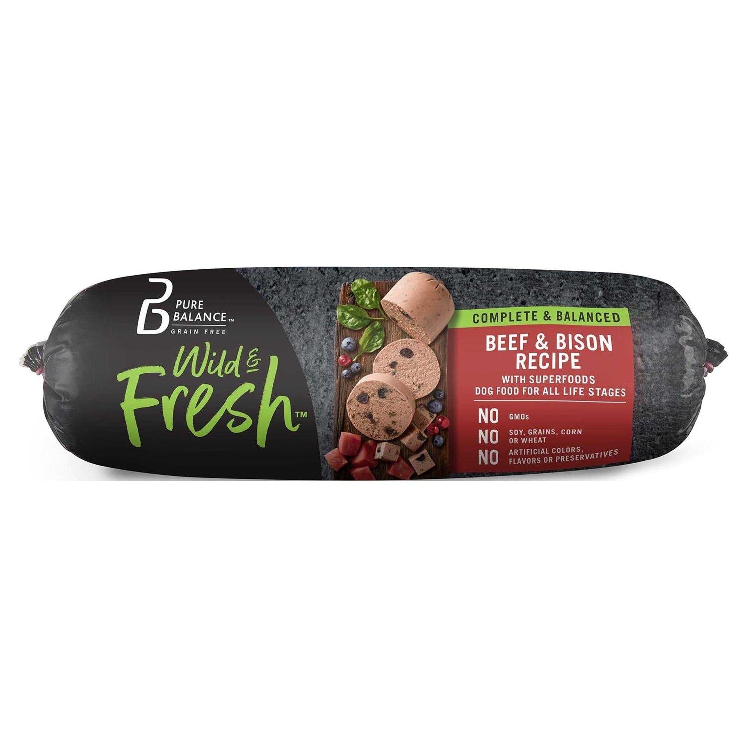Pure Balance Wild &amp; Fresh Dog Food Beef &amp; Bison Recipe Rolled Chub - Pet Supplies online store