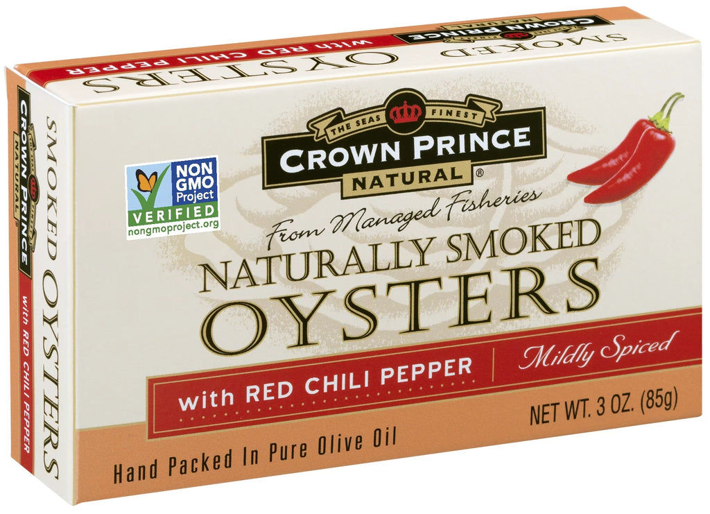 Smoked Oysters with Red Chili Pepper, 3 oz, 18 Pack Q713311