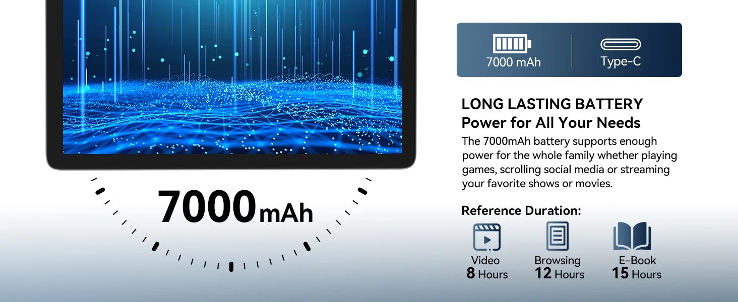 10.1 inch Android Tablet with Keyboard, 128GB, Octa-Core, Dual Camera P70565
