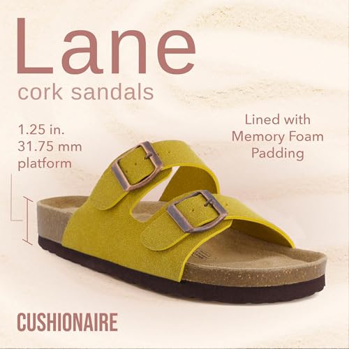 Women's Cork Footbed Sandals with Double Buckle Slip-On and Arch Support U61950