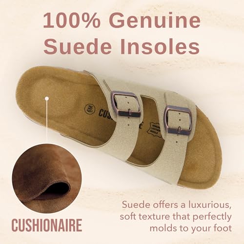 Women's Cork Footbed Sandals with Double Buckle Slip-On and Arch Support U61950