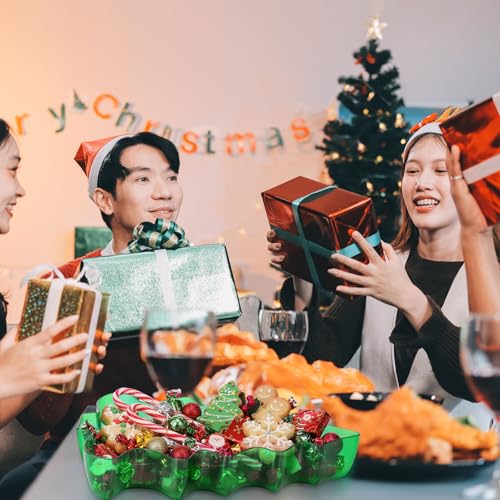 Christmas Tree Shaped Serving Tray Plastic Green Reusable Xmas Snack Platter Y735
