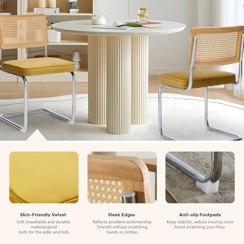 Velvet Dining Chair Set of 2 with Cane Back N6431