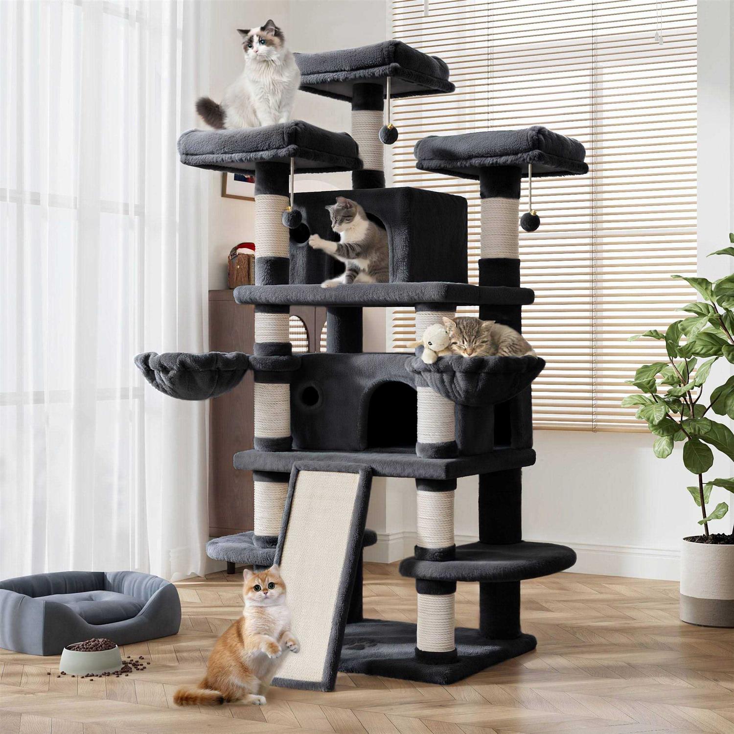 68 Inch Cat Tower Multi-Level Cat Tree with Scratching Posts V1812