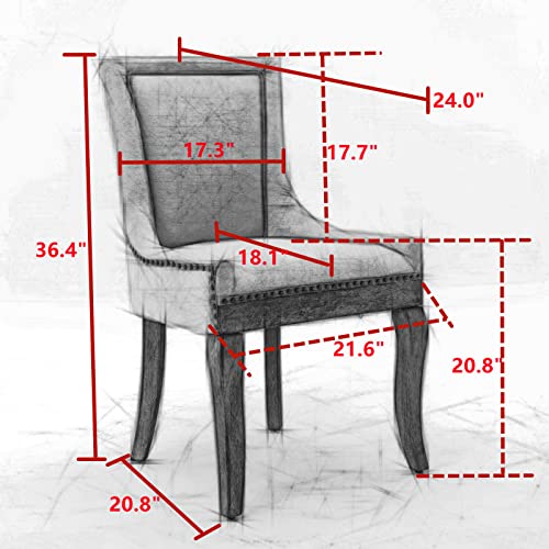 Solid Wood Dining Chairs Set of 4 with Padded Seat Y1061
