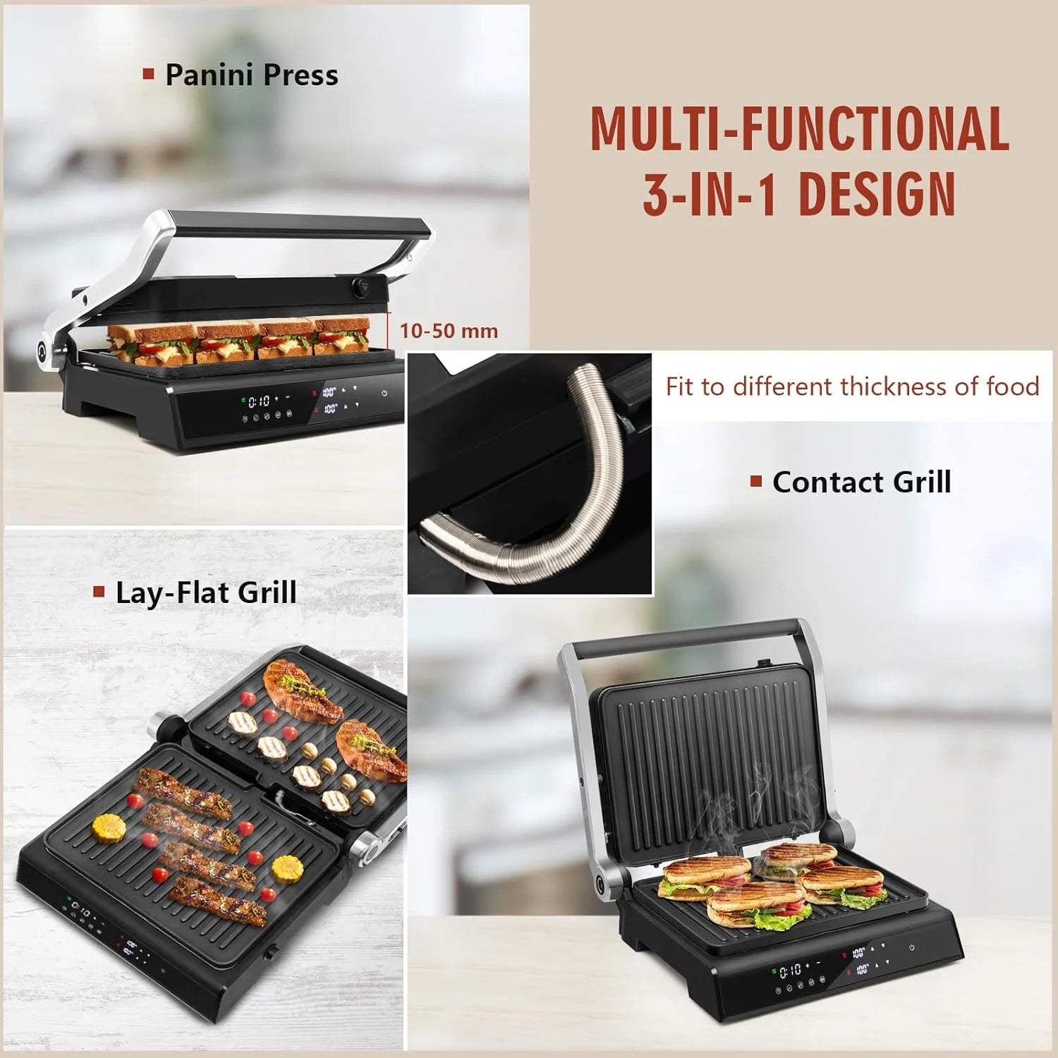 Panini Press Grill with Non-Stick Plates G4540