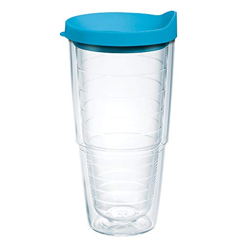 Double Walled Insulated Tumbler Travel Cup, 24oz 2pk, Blue Lid V78473
