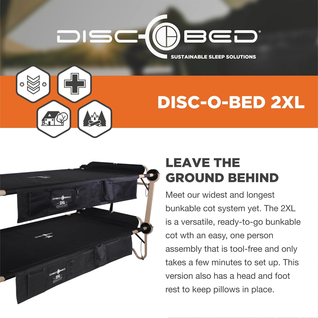Outdoor Convertible 2 Person Camping Cot with Side Organizers X6281