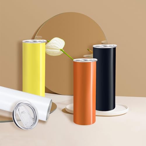 16 oz Skinny Tumbler with Lid and Straw, Stainless Steel, 16 Pack C113073