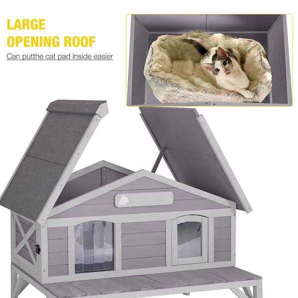 Wooden Cat House for Feral Cats J616834