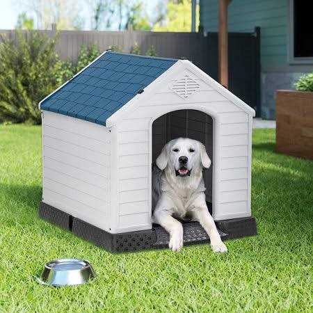 Large Dog House Insulated Kennel Weather Resistant Plastic Pet Shelter Y463