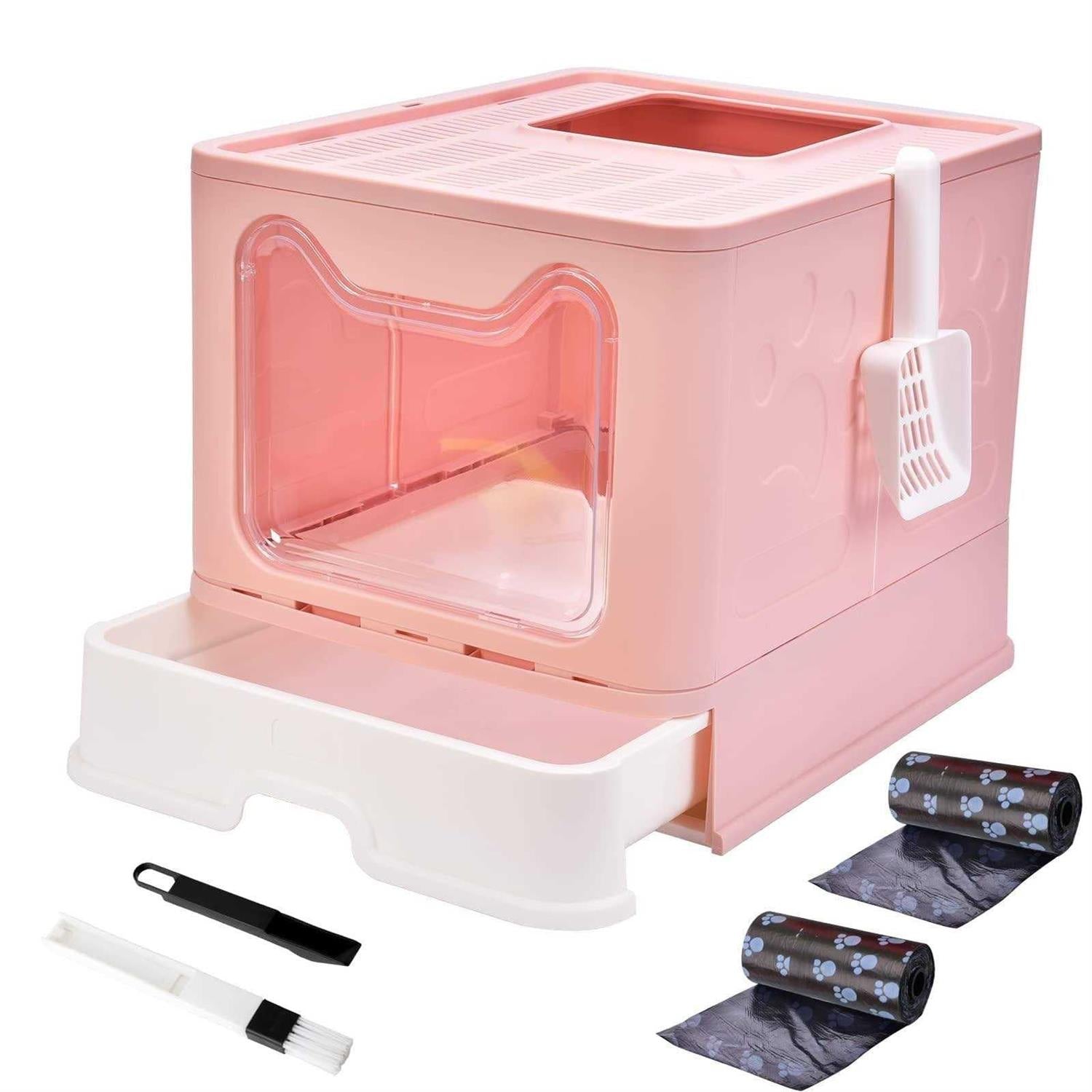 Cat Litter Box with Lid Top Entry Cat Litter Box Pan Enclosed Cat Potty - Pet Supplies online store
