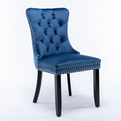 Velvet Dining Chairs Set of 2 with Solid Wood Legs E56169