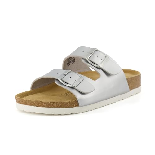 Women's Cork Footbed Sandals with Double Buckle Slip-On and Arch Support U61950