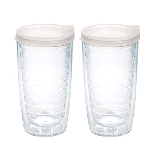 Double Walled Insulated Tumbler Travel Cup, 24oz 2pk, Blue Lid V78473