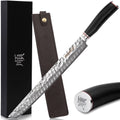 YOUSUNLONG Sujihiki Knife 13 Inch - Japanese Damascus Steel Fillet Knives Naturalwood Handle With Leather Sheath