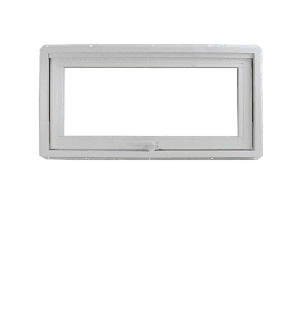 Shed Windows and More 36" x 12" Inward Opening Awning Window Tempered Low-E Glass White Vinyl Frame Casement Window