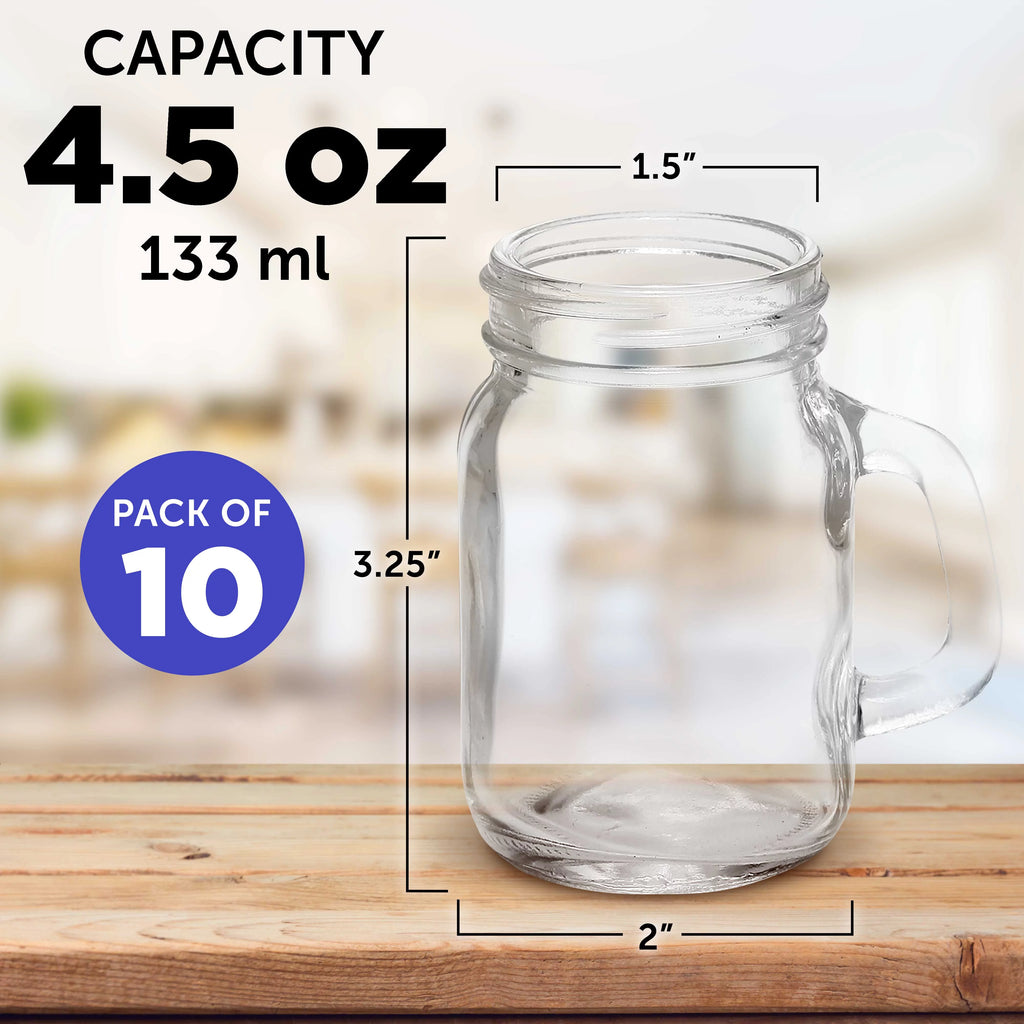 Glass Jar with Handle Set of 10 for Overnight Oats, Spices, Beverages N1905