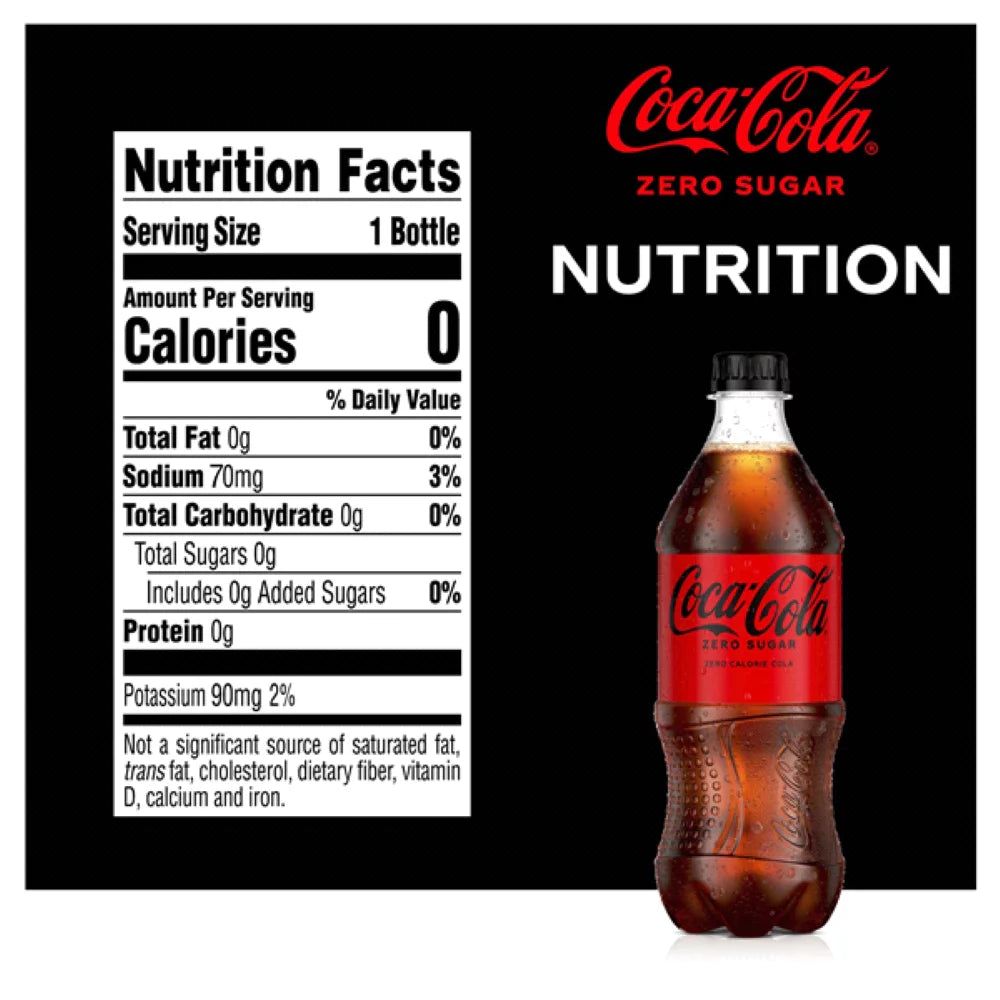 Zero Sugar Soda, 20 Fl Oz Bottle, Pack of 10 G505