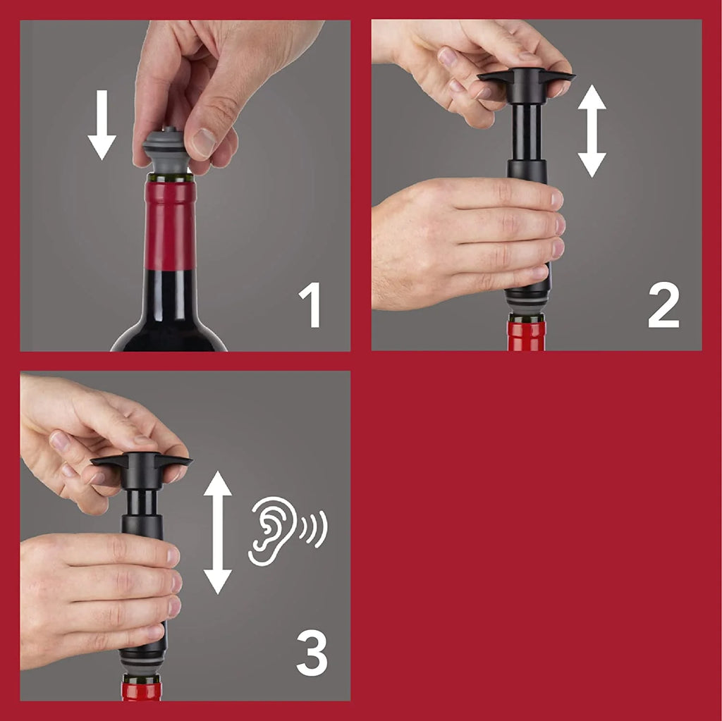 Wine Saver Pump with Vacuum Stoppers, Reusable Set of 8 W277899
