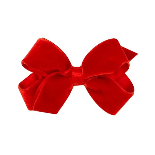 Girls' Velvet Hair Bow on No-Slip Clip, Satin Lining, Mini Q60568