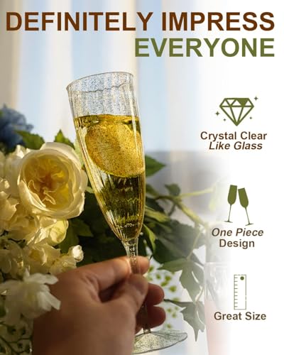 Clear Plastic Champagne Flutes, 36 PCS Disposable Wine Glasses for Party K10542