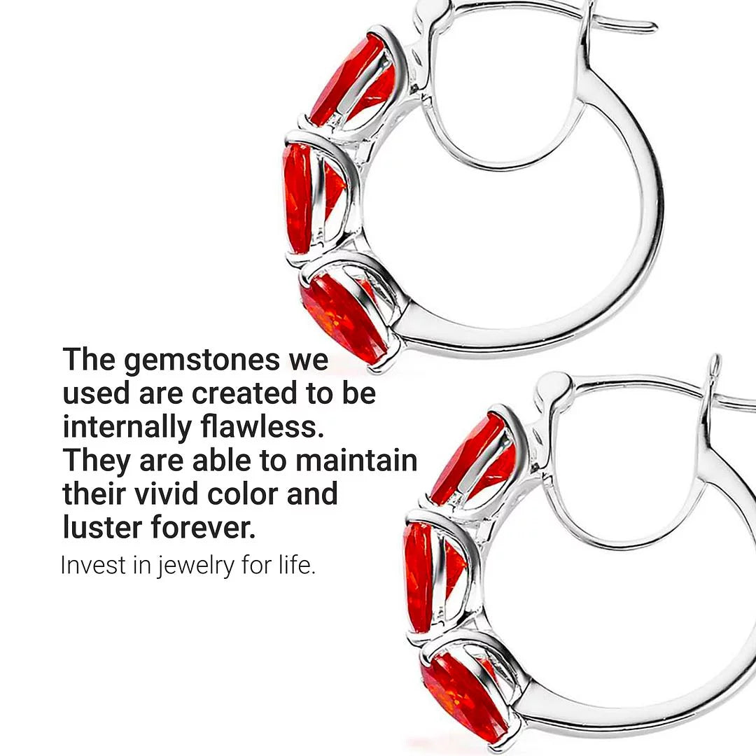 Orange Huggie Hoop Earrings with Cubic Zirconia Q3310