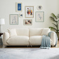 CHARMMA 87" Oversized Loveseat Sofa for Living Room, Sherpa Sofa with Metal Legs, 3 Seater Sofa, Solid Wood Frame Couch with 2 Pillows, for Apartment Office Living Room - White