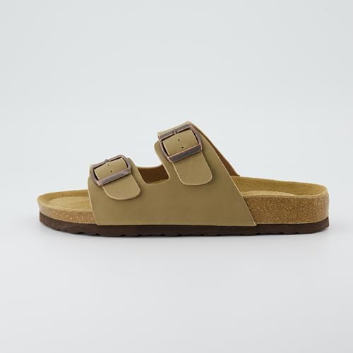 Women's Cork Footbed Sandals with Double Buckle Slip-On and Arch Support U61950