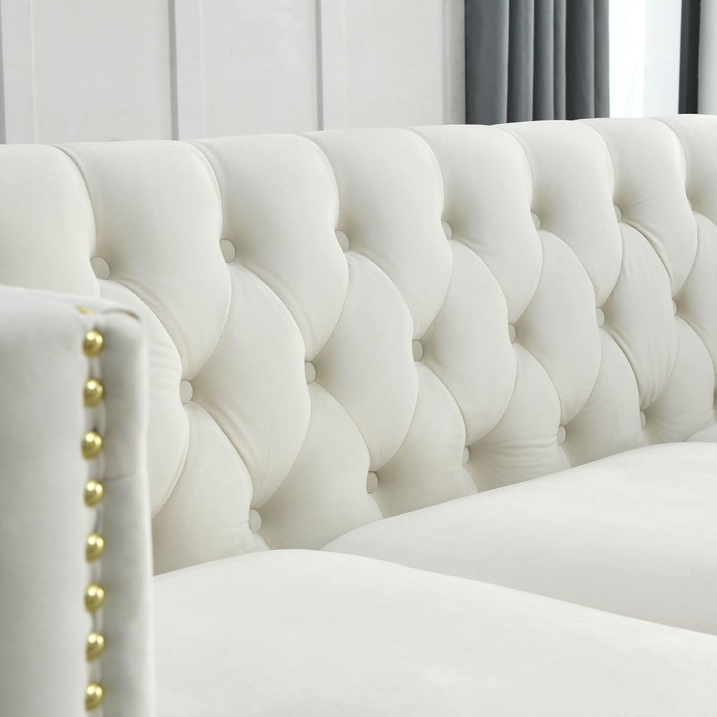L-Shaped Velvet Corner Sofa with Metal Legs Y199839