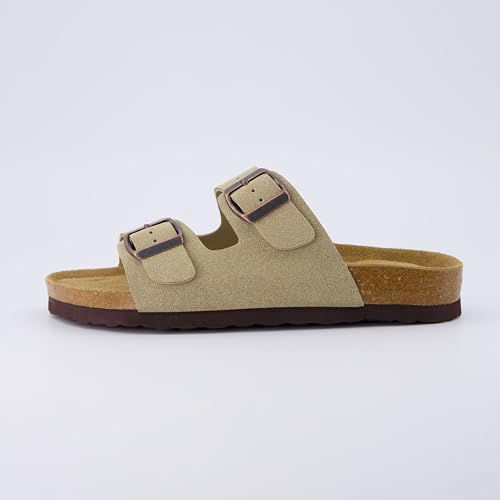 Women's Cork Footbed Sandals with Double Buckle Slip-On and Arch Support U61950