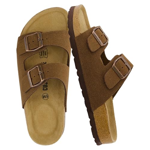 Women's Cork Footbed Sandals with Double Buckle Slip-On and Arch Support U61950