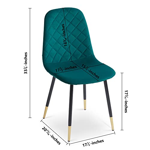 Modern Dining Chairs Set of 4, Velvet Tufted Accent Chairs with Metal Legs, Green D461678