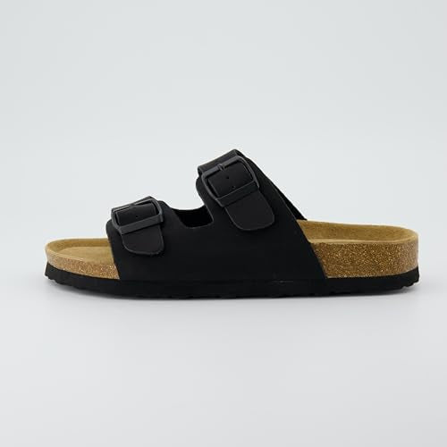 Women's Cork Footbed Sandals with Double Buckle Slip-On and Arch Support U61950