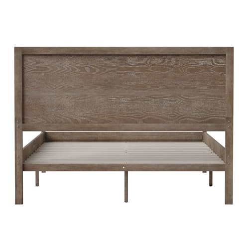 Solid Wood Platform Bed with Headboard, King Size, Dark Brown T492