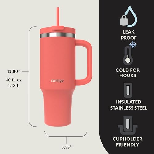 40oz Stainless Steel Vacuum Insulated Tumbler, Leak-Proof, Cold for 29 Hours O99583