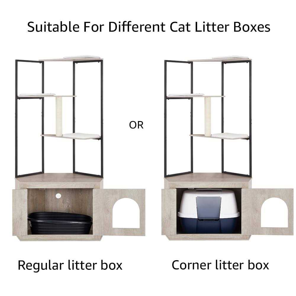 Corner Box Enclosure with Cat Tree Tower Cat Litter B457343