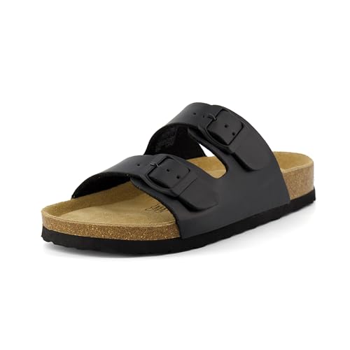Women's Cork Footbed Sandals with Double Buckle Slip-On and Arch Support U61950