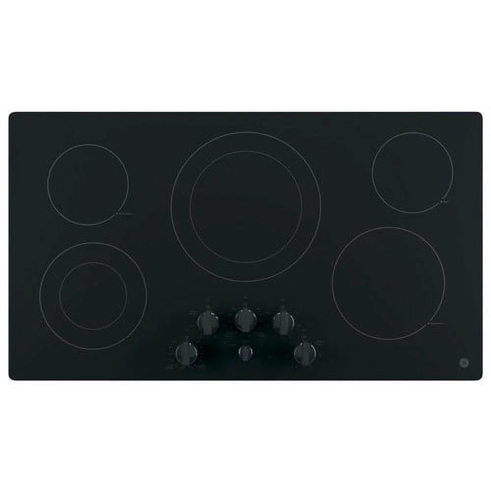GE - 36" Built-In Electric Cooktop - Black-on-Black