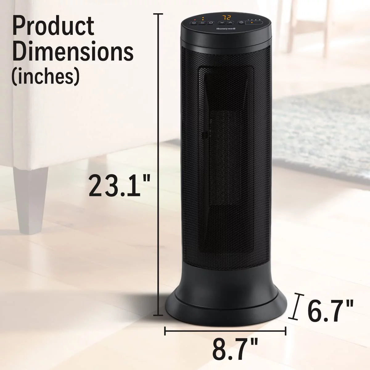 Slim Ceramic Portable Heater, Black O1451