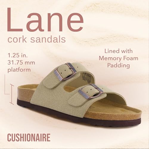 Women's Cork Footbed Sandals with Double Buckle Slip-On and Arch Support U61950