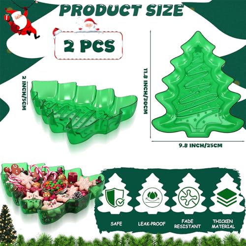 Christmas Tree Shaped Serving Tray Plastic Green Reusable Xmas Snack Platter Y735
